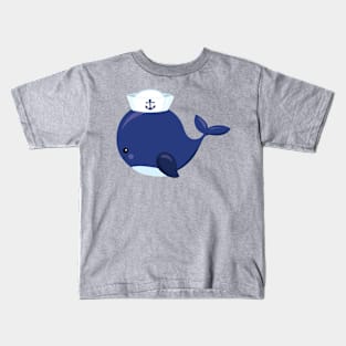 Sailor Whale, Little Whale, Cute Whale, Blue Whale Kids T-Shirt